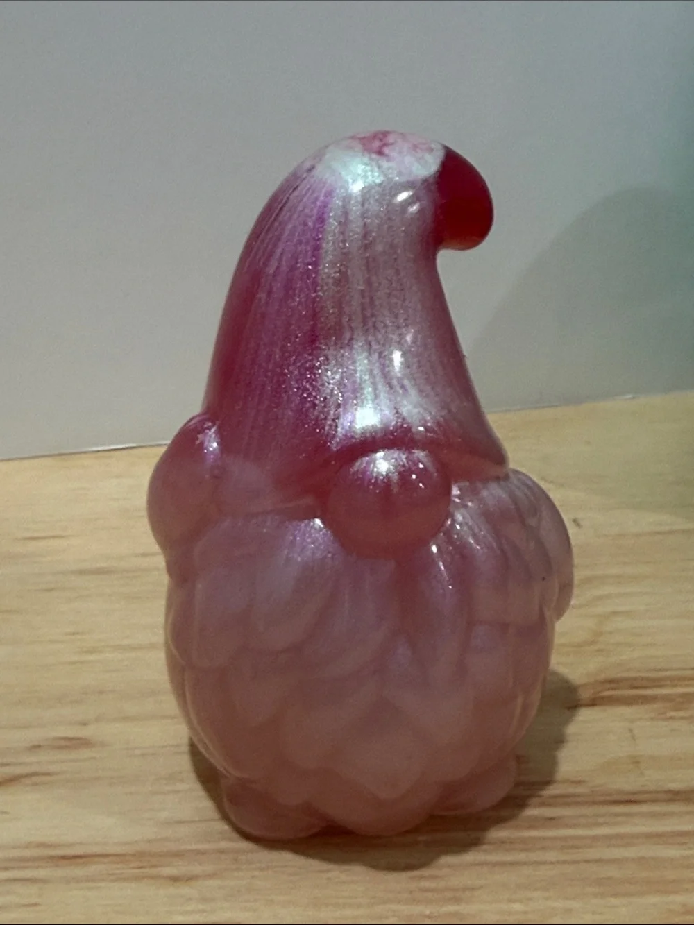 Pink Resin Gnome- Shimmering Pink Decorative Figurine